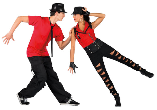 Red And Black Vest With Zipper And Buckle - Urban Hip Hop - Costume Gallery