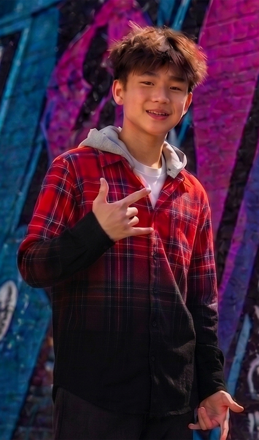 Dip Dye Plaid Shirt