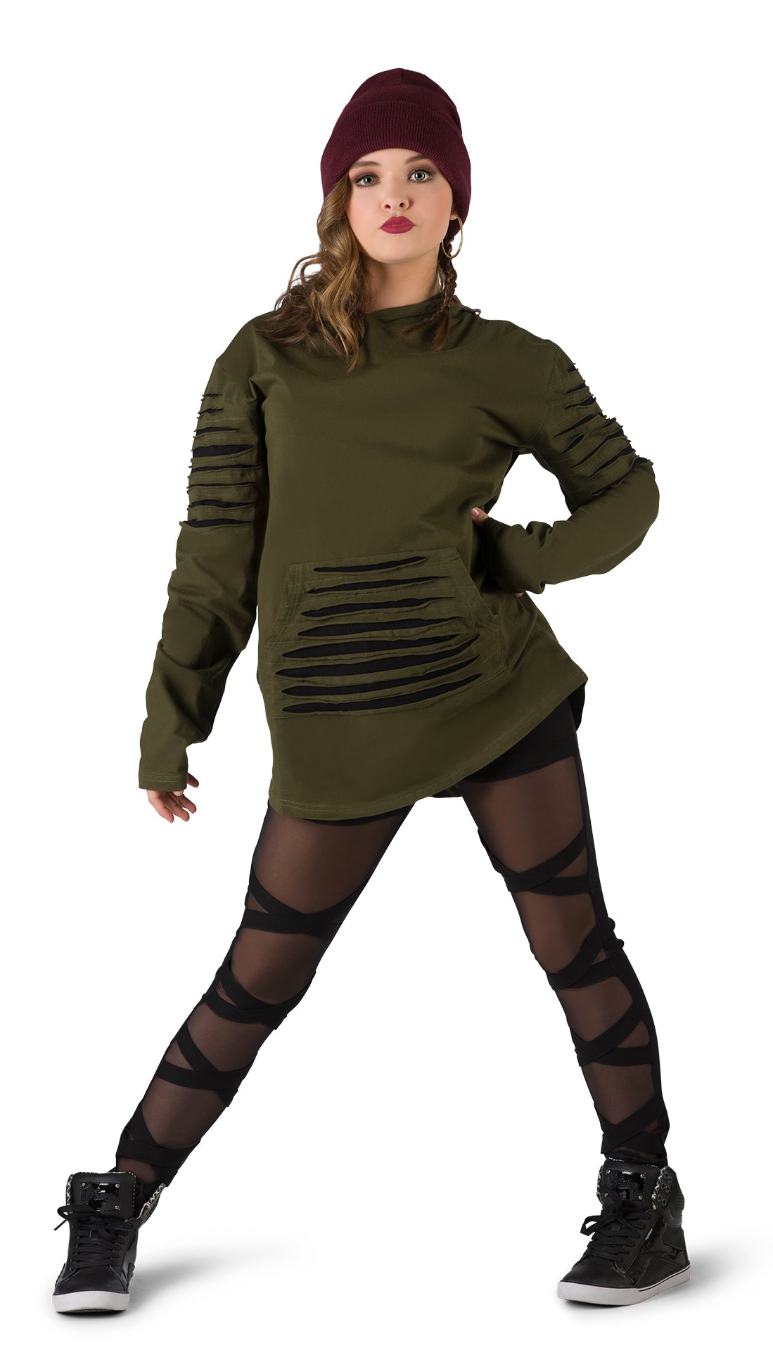 Sudadera con capucha y aberturas