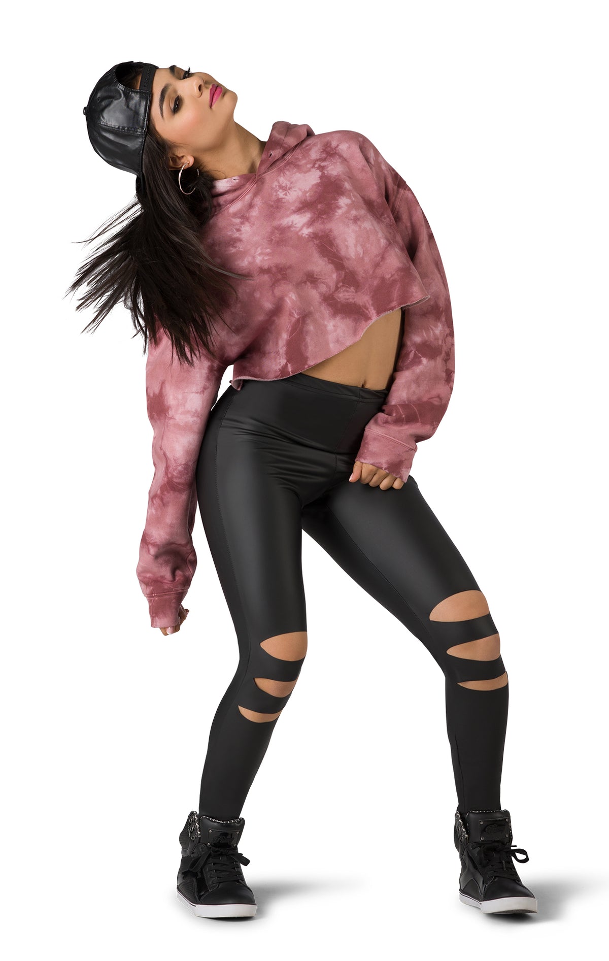 Sudadera corta con capucha tie-dye
