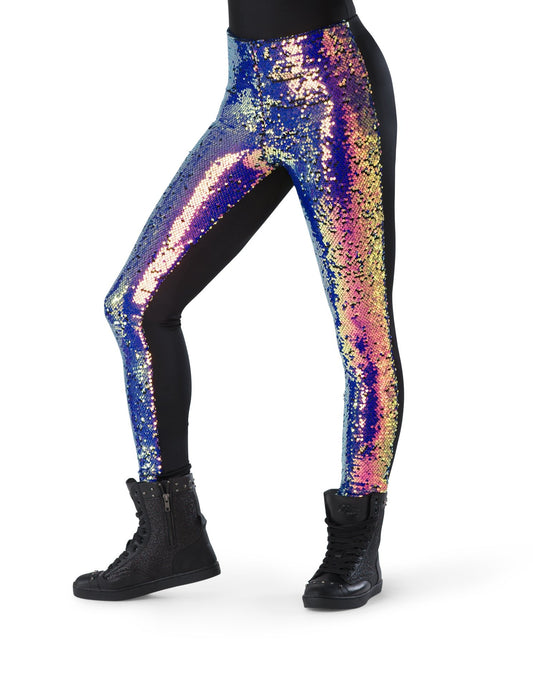 High Waisted Irridescent Flip Sequin Legging - Tap Jazz - Costume Gallery