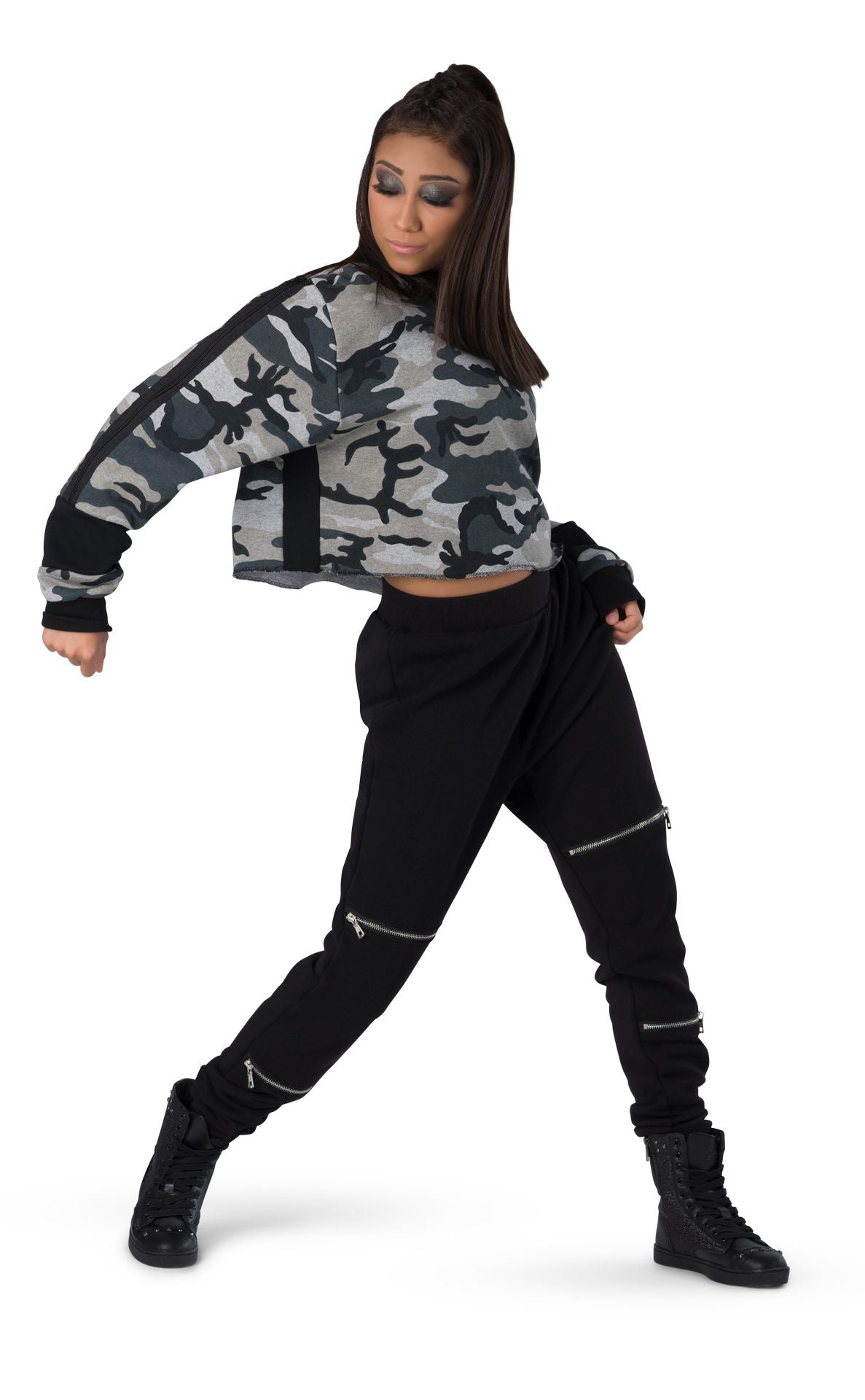Top corto de cuello alto camuflado