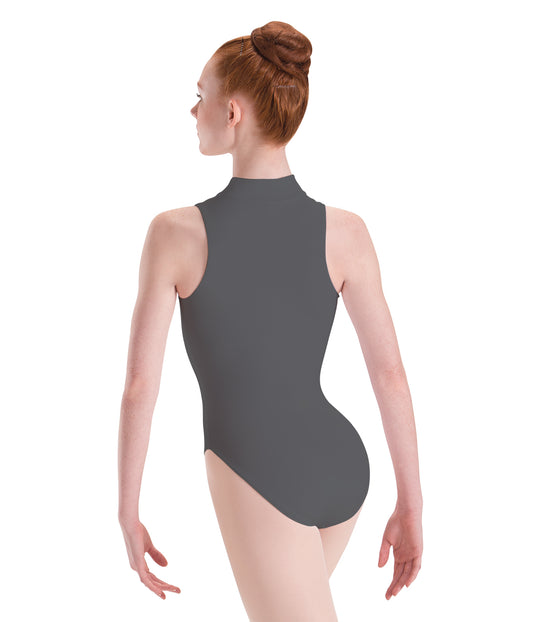 Zip Front Mock Neck High Cut Leg Leotard