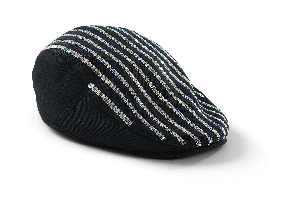 Sequin Stripe Flat Cap