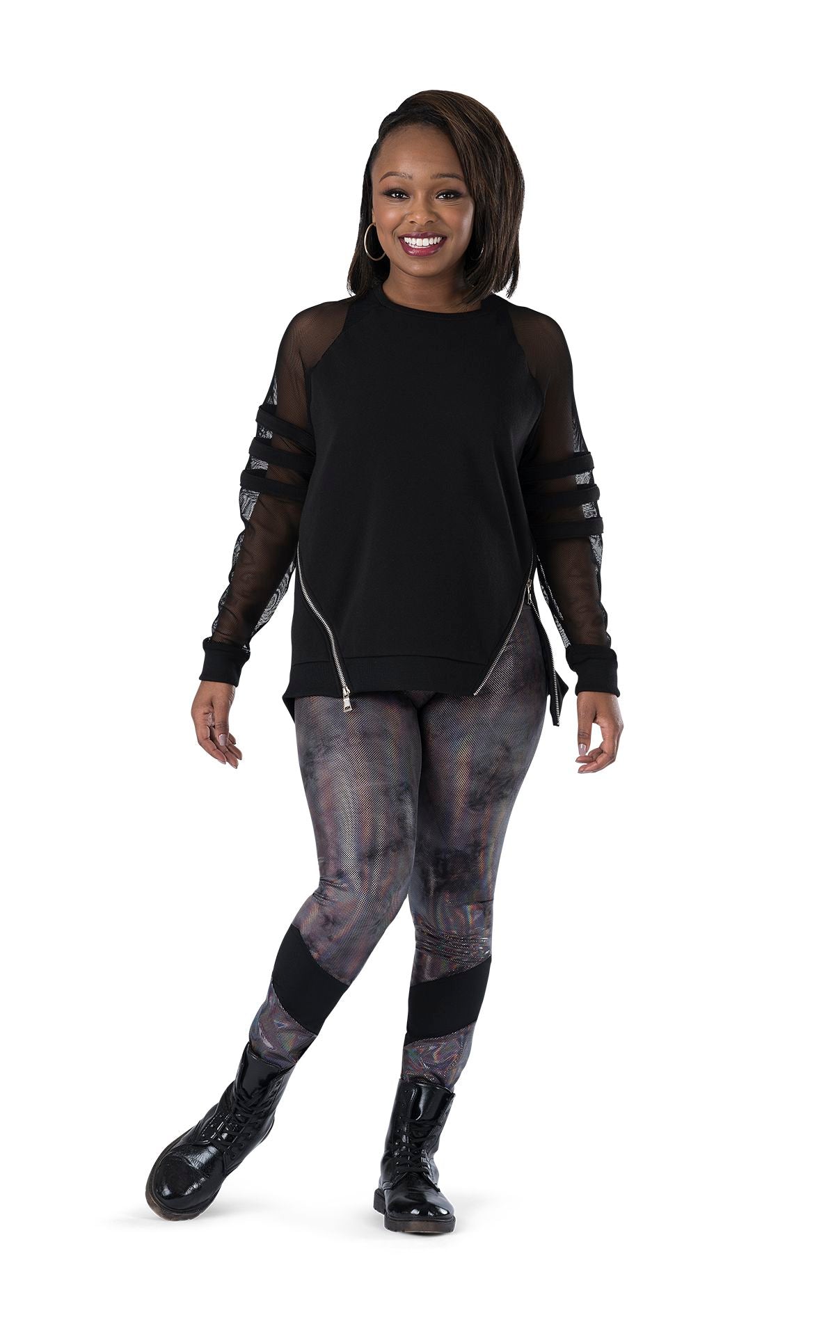 Sudadera deportiva con cremallera asimétrica