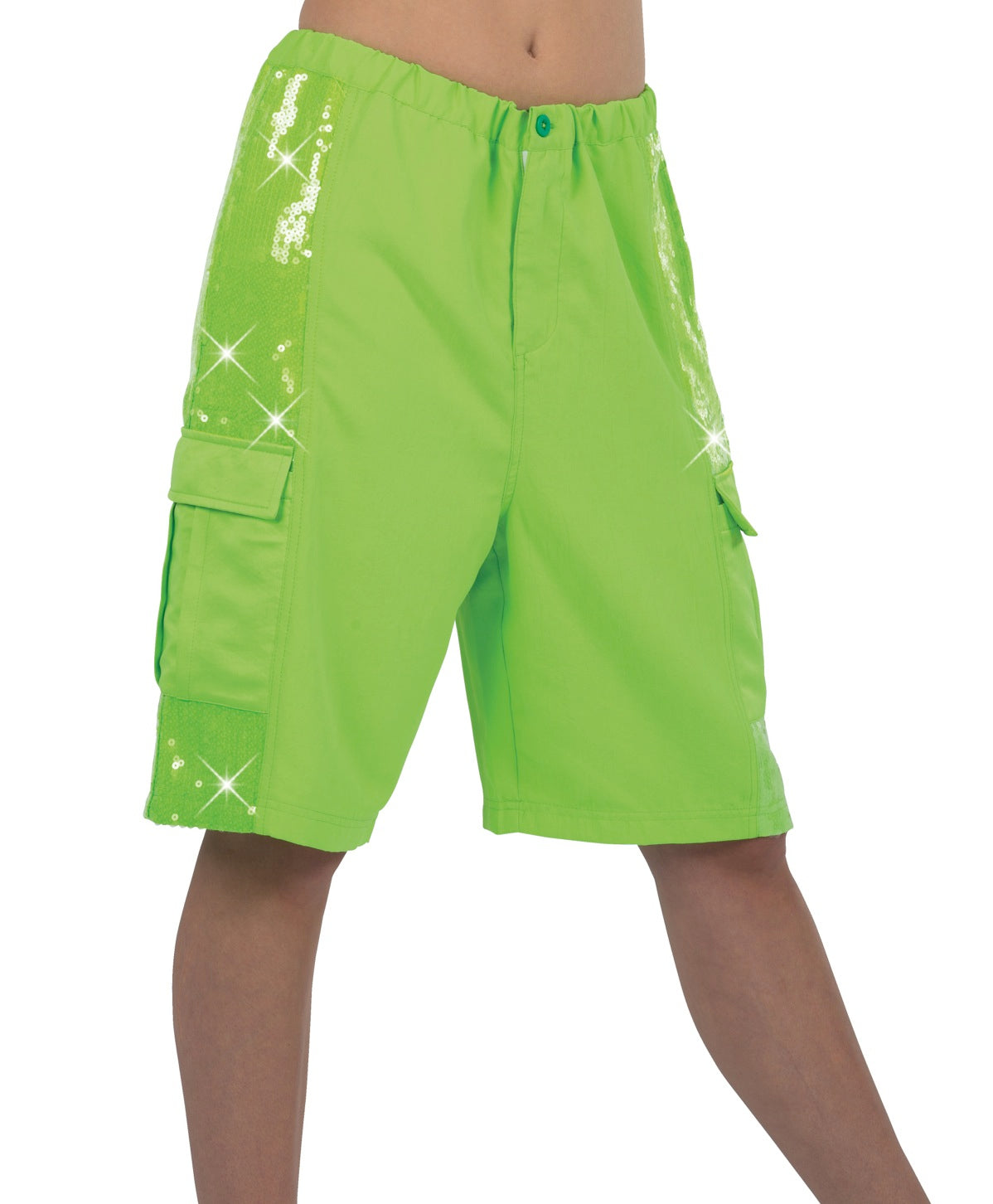 Cargo Shorts With Clear Sequin Panels