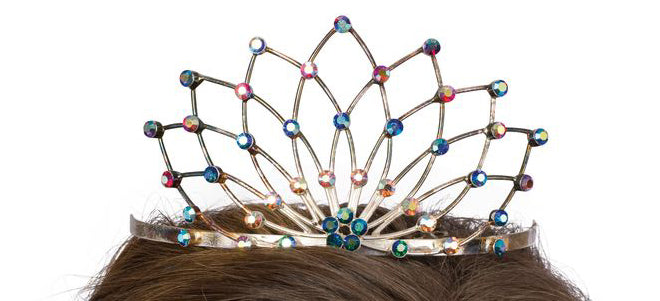 Tiara de diamantes de imitación multicolor
