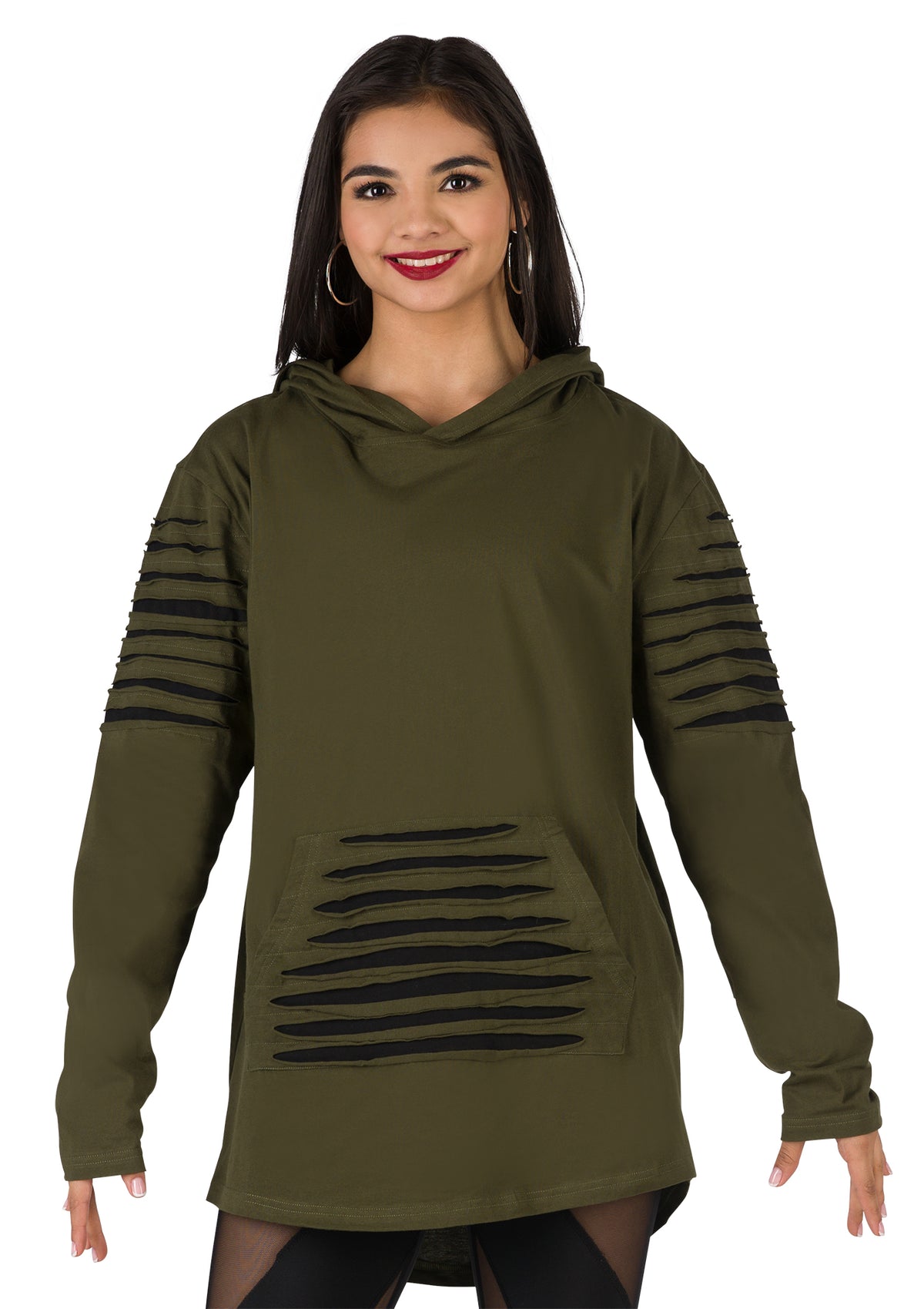 Sudadera con capucha y aberturas