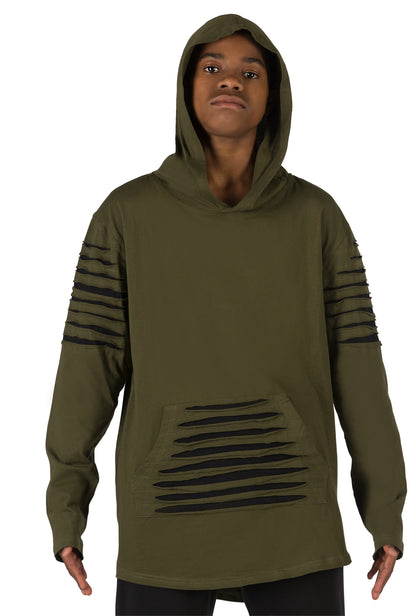 Sudadera con capucha y aberturas