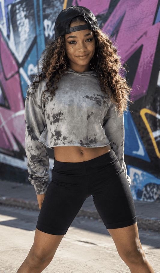 Tie Dye Crop Pullover Hoodie - Urban Hip Hop - Costume Gallery