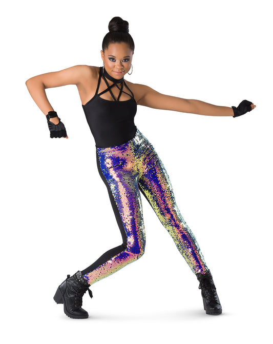 High Waisted Irridescent Flip Sequin Legging