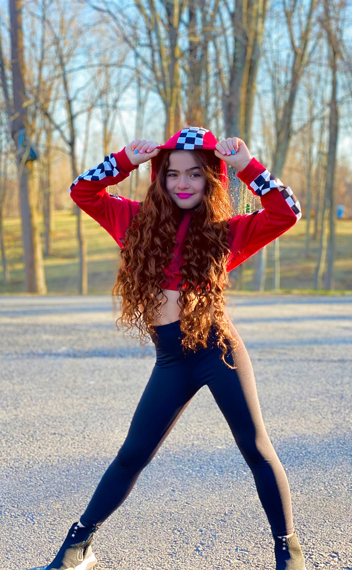 Checkered Crop Hoodie