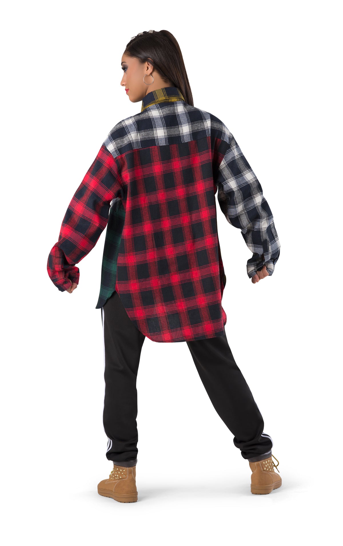 Colorblock Plaid Flannel Shirt - Urban Hip Hop - Costume Gallery