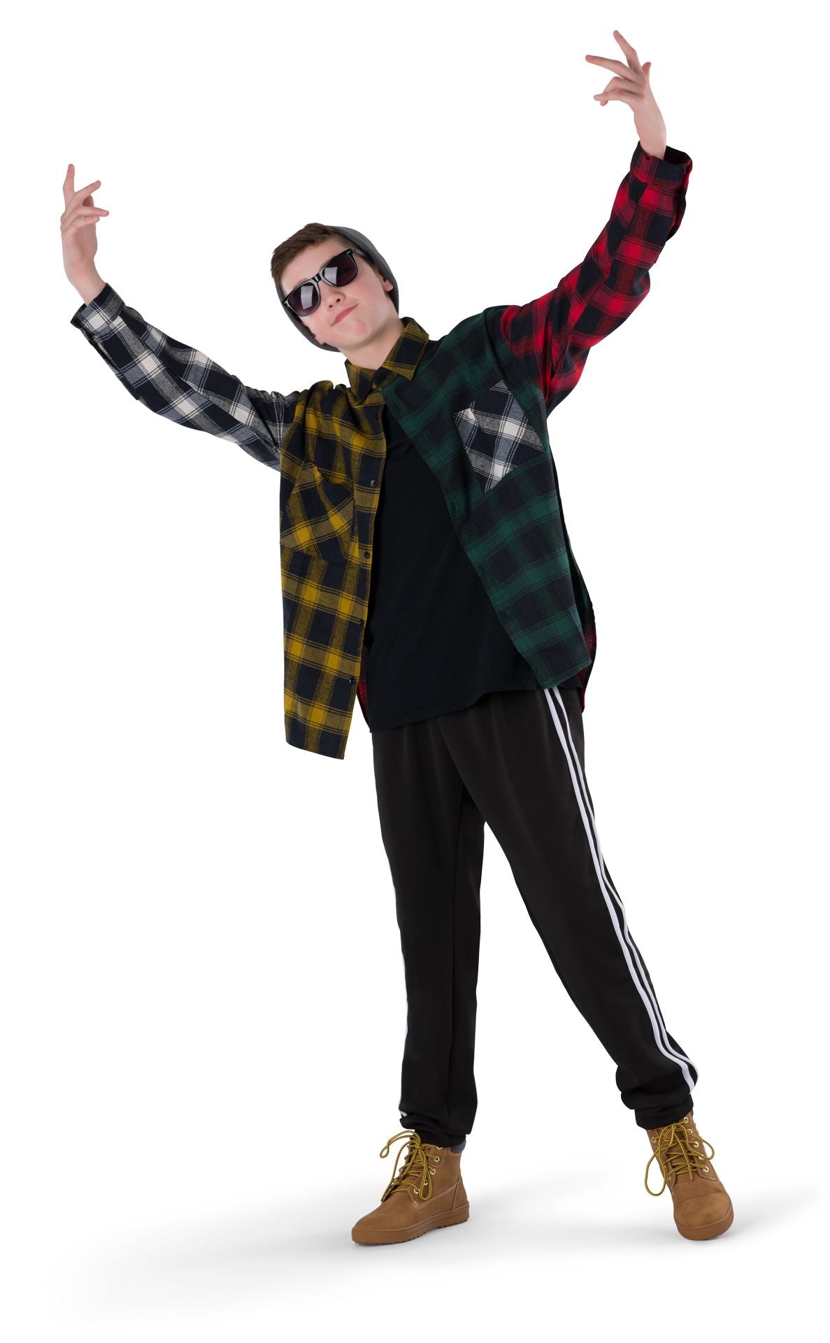 Colorblock Plaid Flannel Shirt - Urban Hip Hop - Costume Gallery