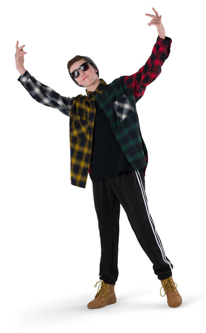 Colorblock Plaid Flannel Shirt - Urban Hip Hop - Costume Gallery
