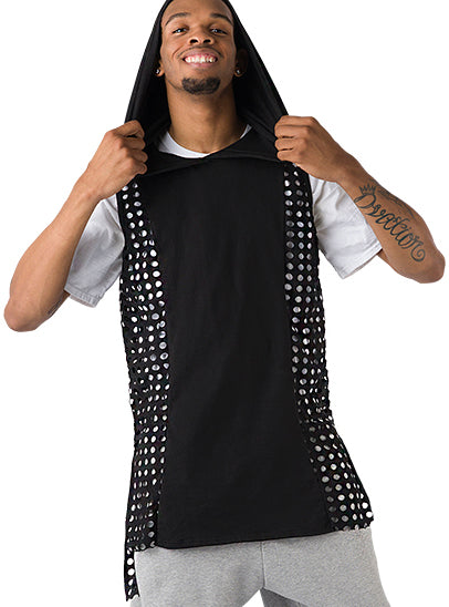 Sudadera con capucha sin mangas cortada con láser