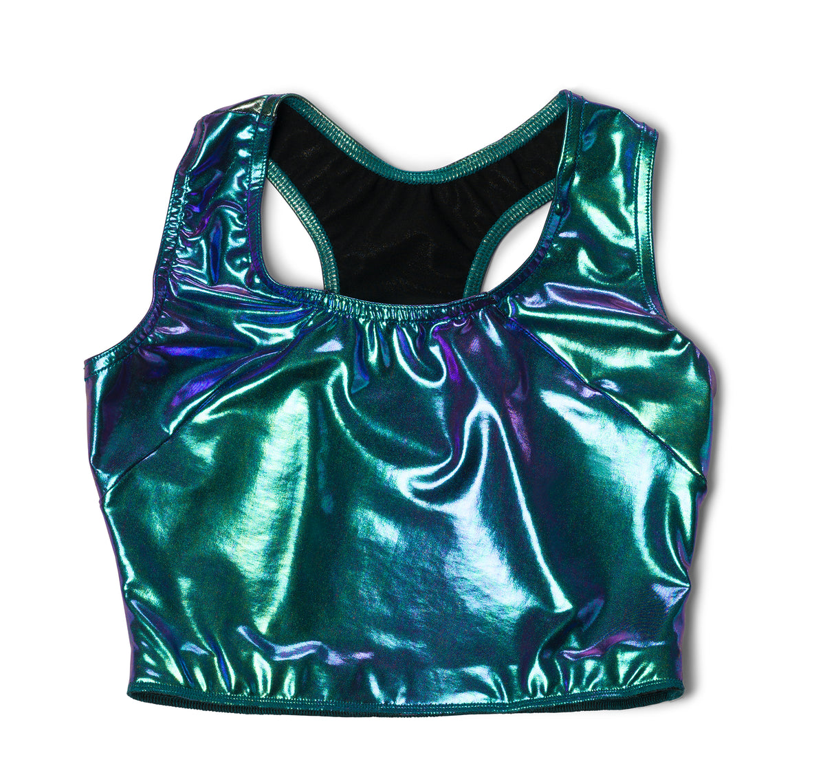 Bralette deportiva con espalda cruzada metalizada
