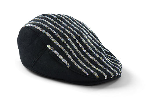 Gorra Plana de Rayas de Lentejuelas