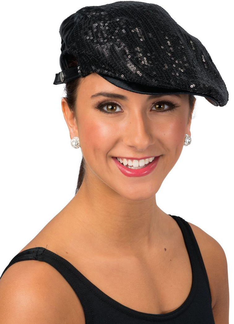 Sequin Flat Cap