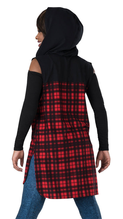 Hi-Low Plaid Sleeveless Shirt - Urban Hip Hop - Costume Gallery