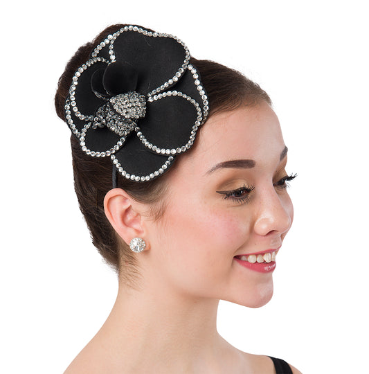 Diadema floral con pedrería (negra)
